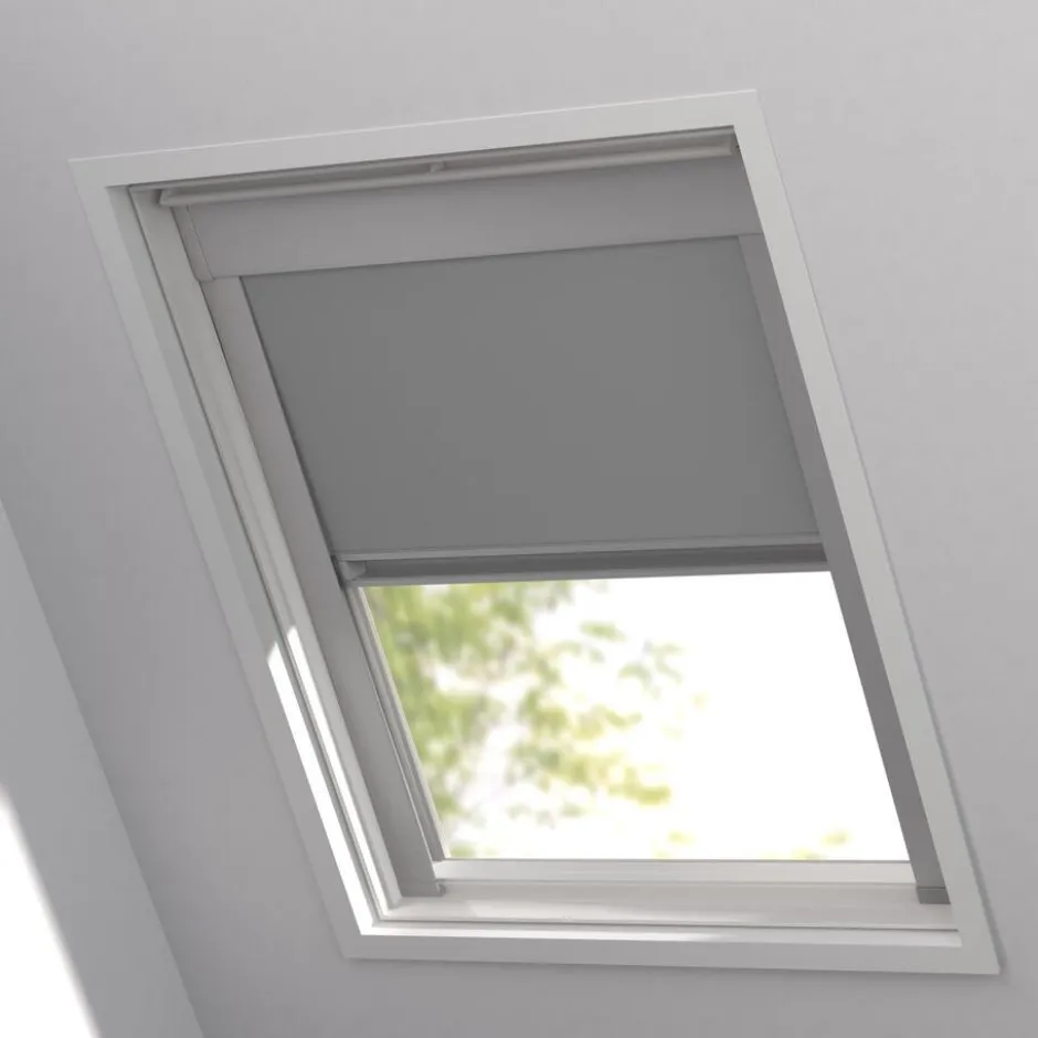 Fenstr Dakraam Rolgordijn Dave Grijs Verduisterend|Kwantum Clearance