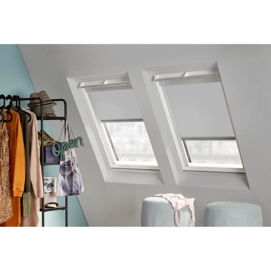 Fenstr Dakraam Rolgordijn Dave Grijs Verduisterend|Kwantum Clearance