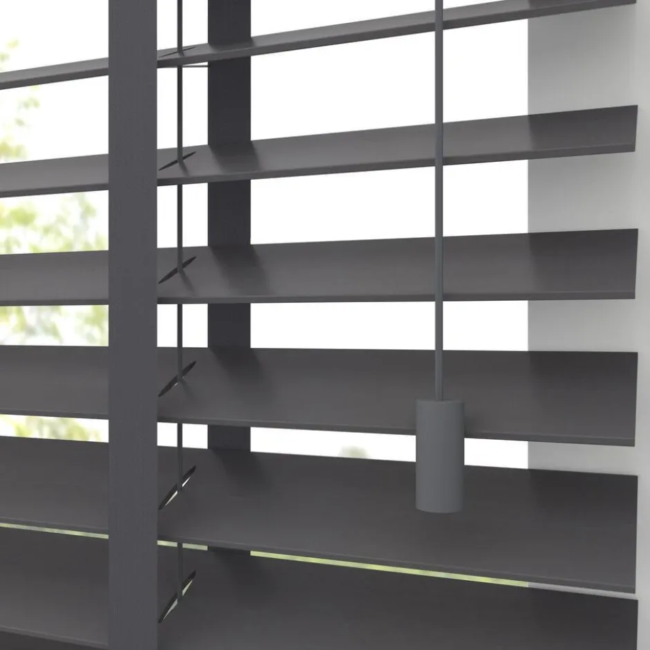 Fenstr Houten Jaloezie Wouter Donker Grijs 50mm|Kwantum Fashion