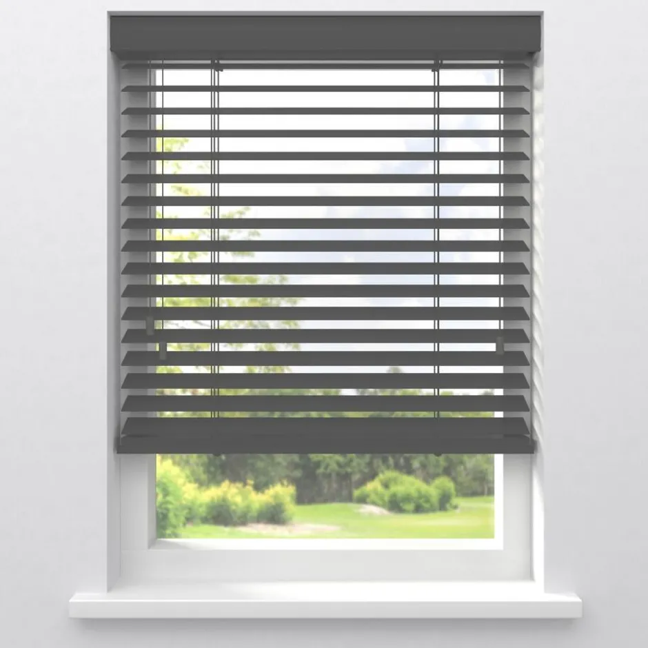 Fenstr Houten Jaloezie Wouter Midden Grijs 50mm|Kwantum Discount