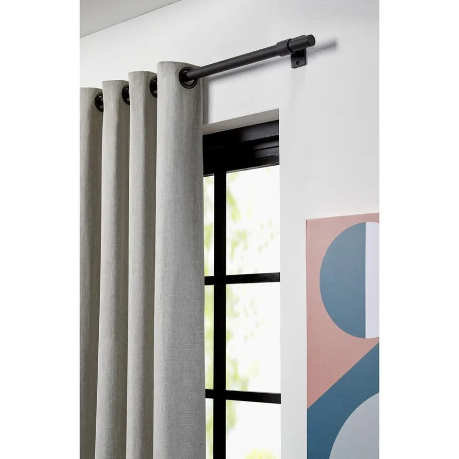 Gordijnroede 240 Cm Mat Zwart Staal - Ø28mm|Kwantum Discount