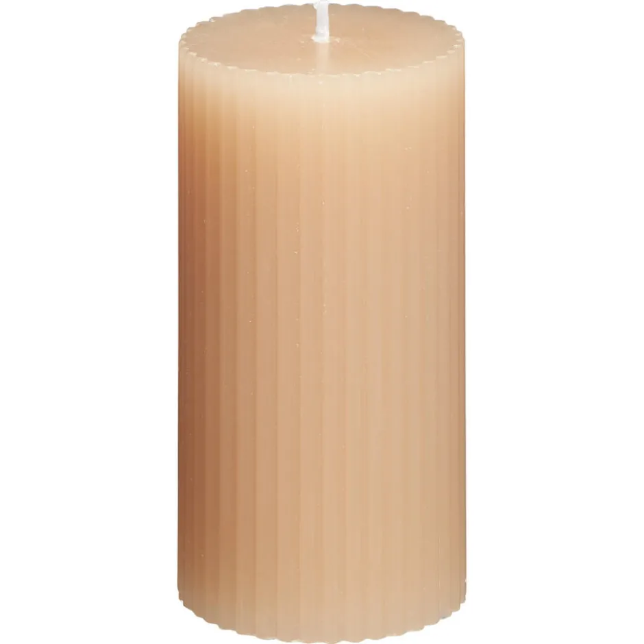 Kaars Rustiek Ribbel Beige 10 Cm|Kwantum Sale