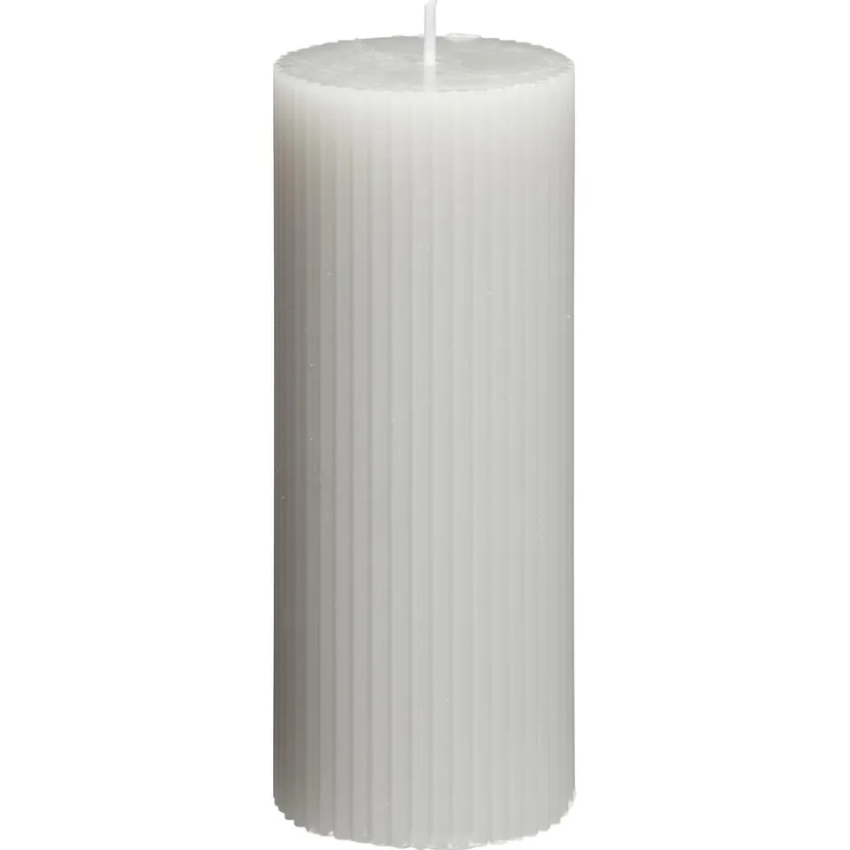 Kaars Rustiek Ribbel Grijs 15 Cm|Kwantum Outlet
