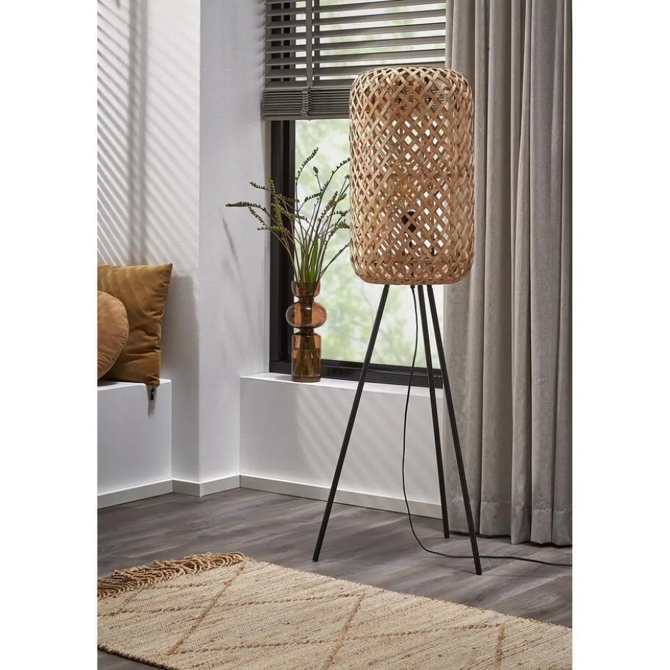 Vloerlamp Aphrodite Zwart Naturel|Kwantum Clearance