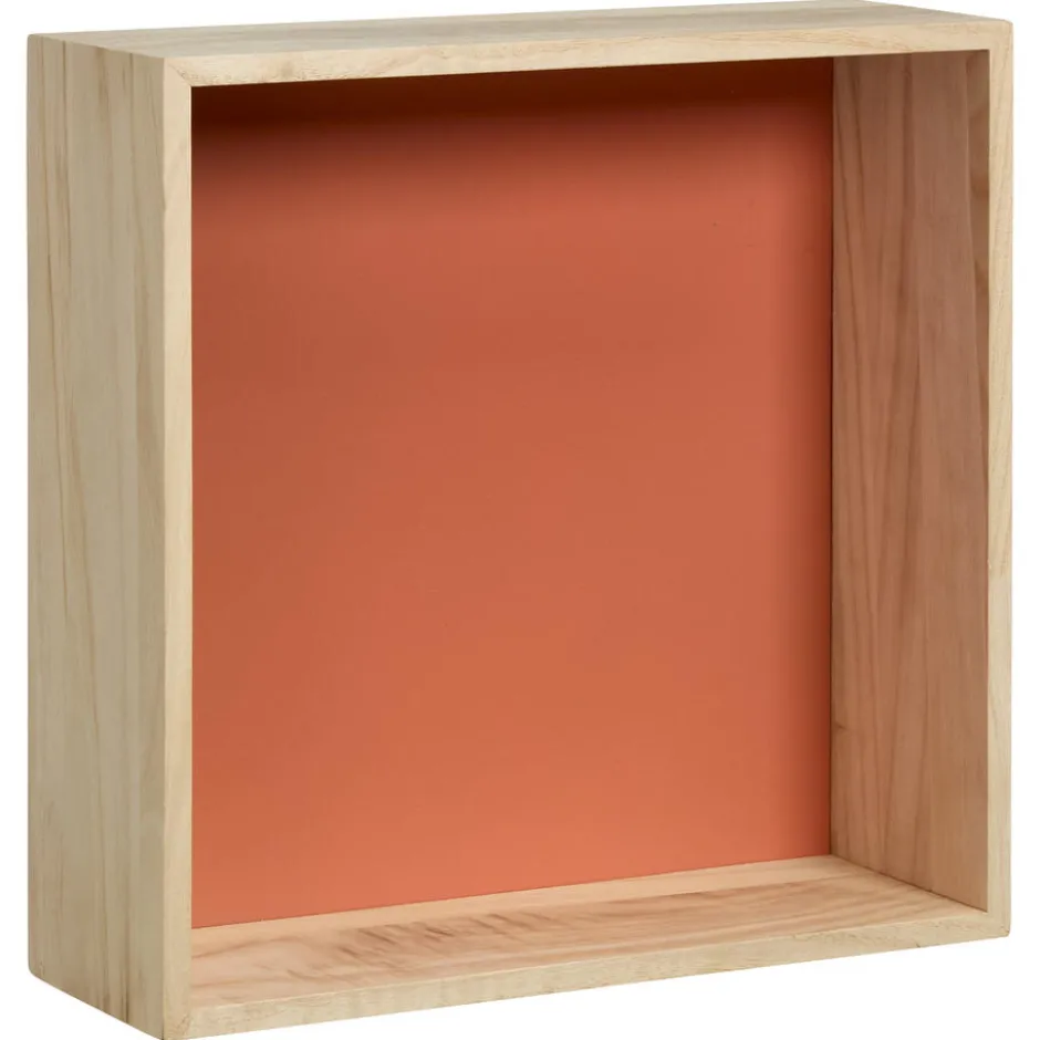 Wanddecoratie Hout Steenrood Maat L 30x10x30 Cm|Kwantum Hot