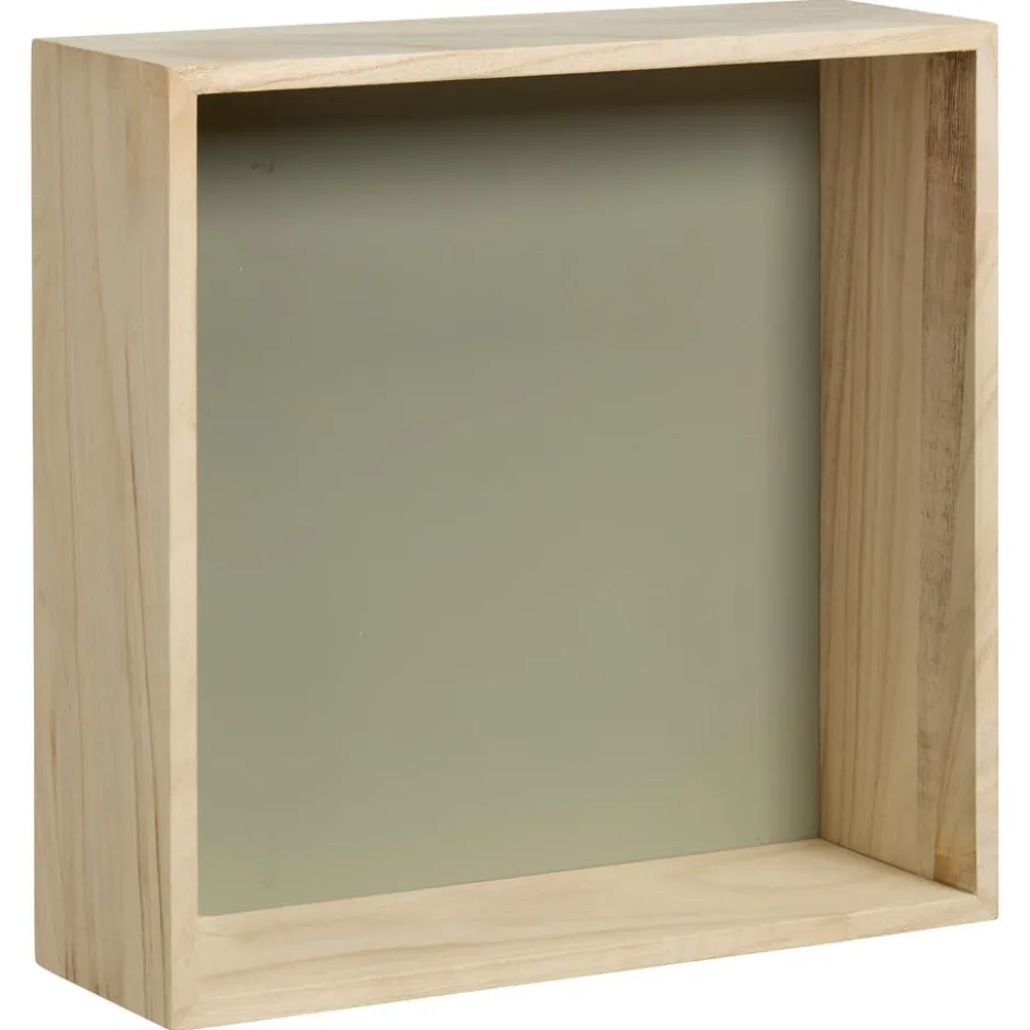 Wanddecoratie Hout Olijfgroen Maat L 30x10x30 Cm|Kwantum New