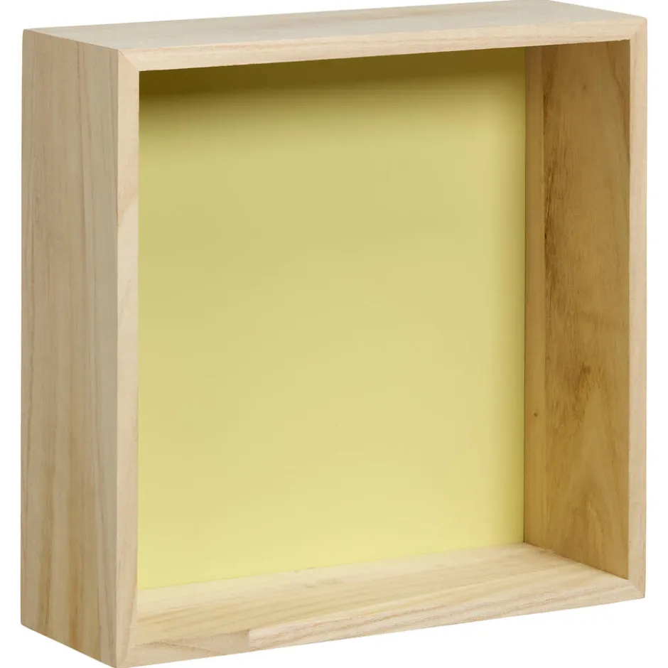 Wanddecoratie Hout Citroengeel Maat M 25x9x25 Cm|Kwantum Hot